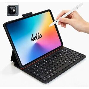 Keyboard Folio Case w/ Pencil Holder for Apple iPad Synthetic Leather Black